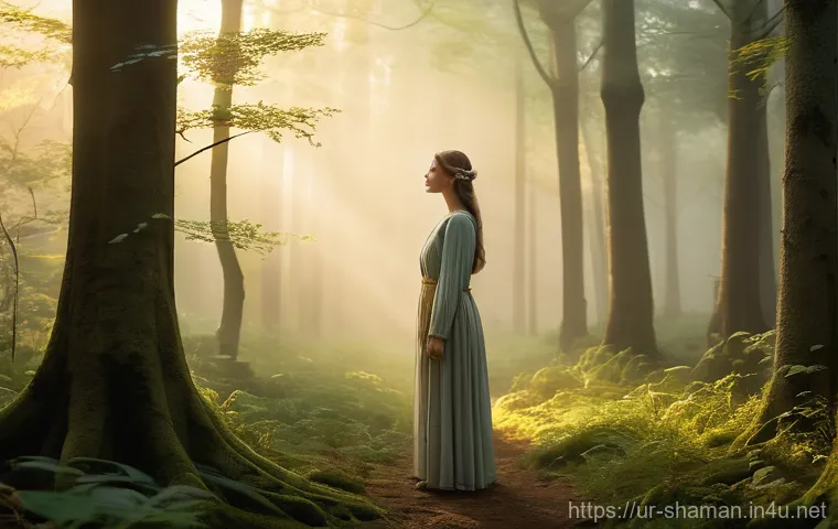 무속인 되기 위한 조건 - Prompt 1: Inner Awakening in Nature** 무속인 되기 위한 조건 - Prompt 1: Inner Awakening in Nature**